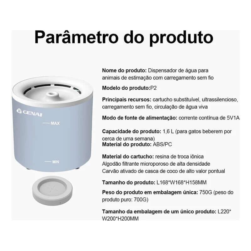 Fonte de água sem fio para cães e gatos 1,6l, sensor automático, dispensador de água para animais de estimação, acessórios ultra-silenciosos