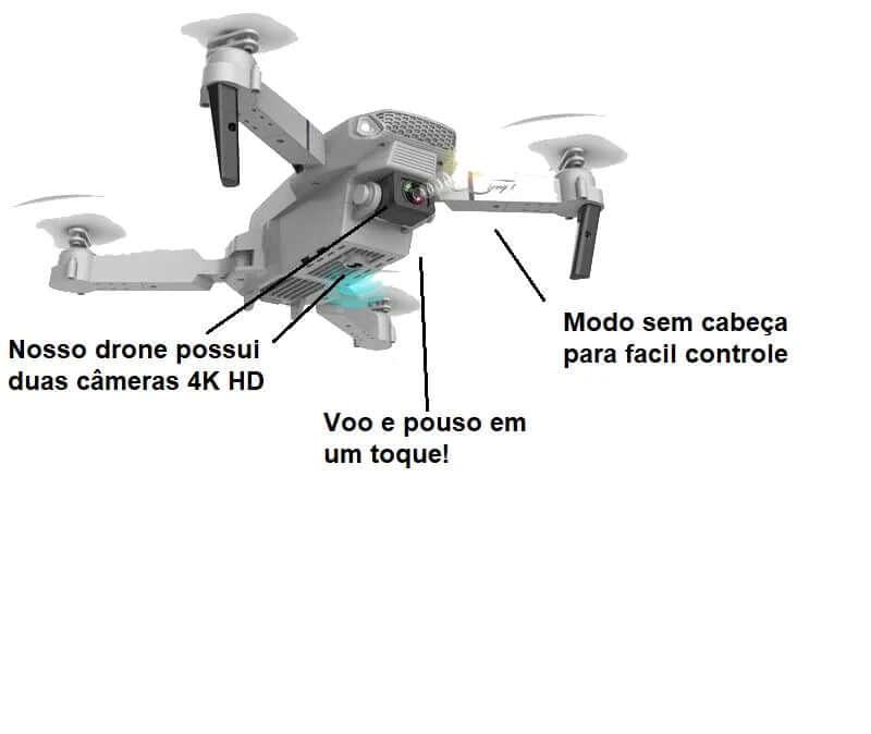 Drone E88 Duas Câmeras 4K HD Estável de Alta Definição Wi-Fi 2.4GHz Modo Sem Cabeça de Voo Livre