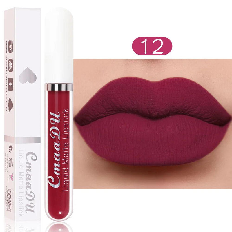 Sexy Long Lasting Velvet Matte Lip Gloss Liquid Lipstick Lip Makeup Women Beauty Red Nonstick Cup Waterproof Lip Gloss 18 Color