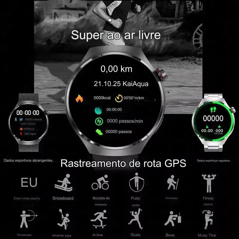 SmartWatch 4 com monitor cardíaco de monitoramento de oxigênio faz e recebe chamadas, notificações por SMS