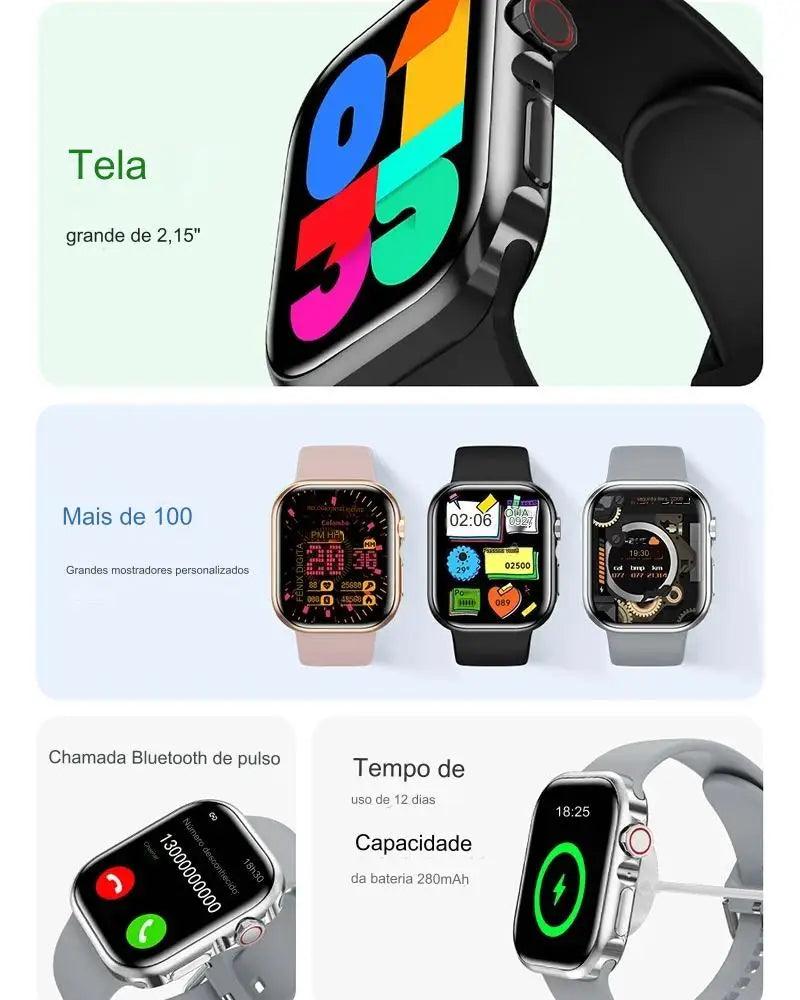 SmartWatch Series 9 Max Pro Premium Finish 2024 AMOLED NFC Abertura de abordagem por indução